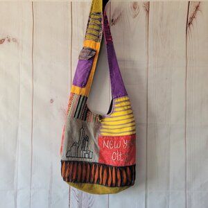 Hippie Crossbody Purse Multi Color New York City Patchwork Boho Festival Bag